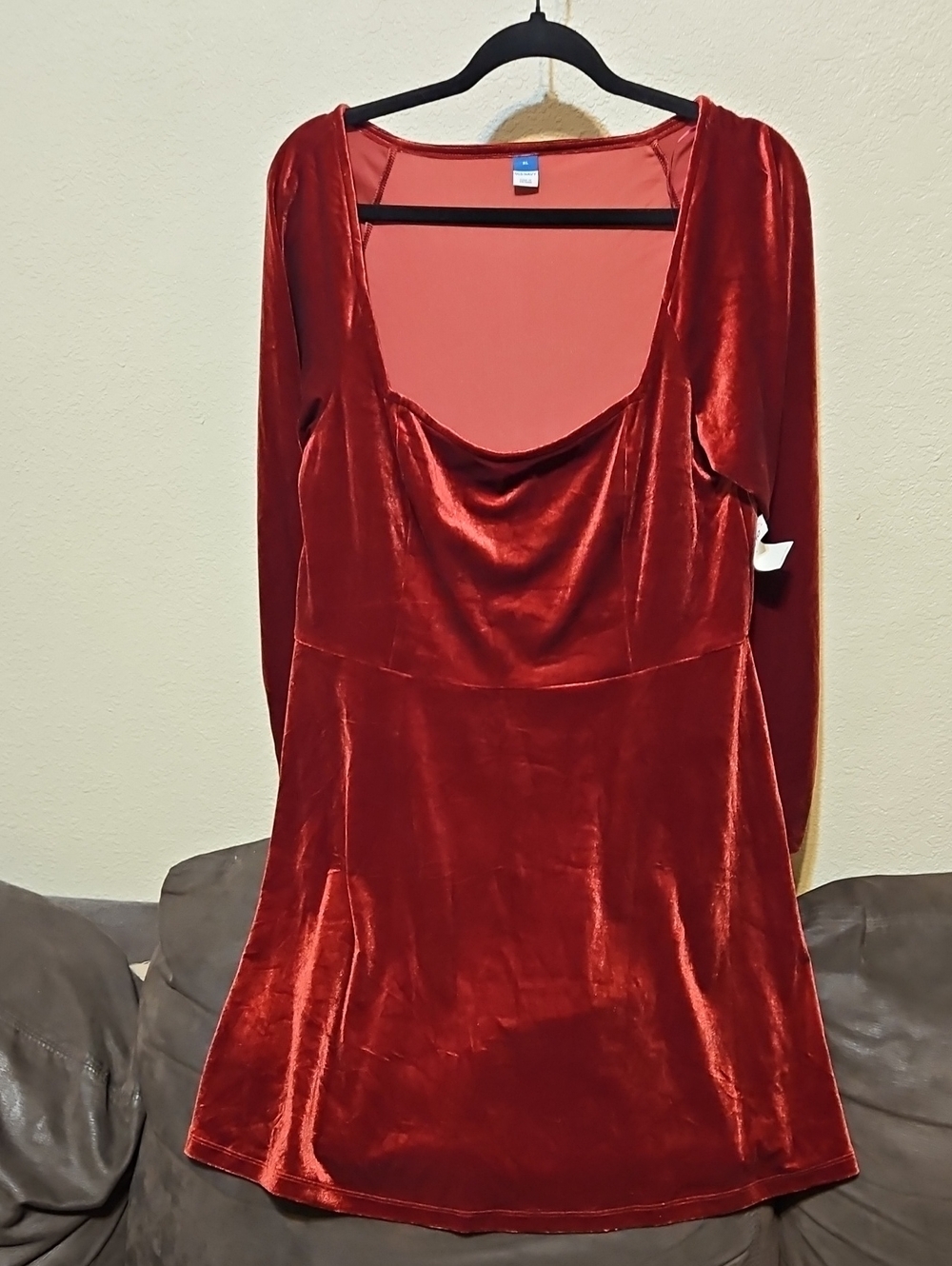 Old Navy Red Velvet Long Sleeve Mini Dress